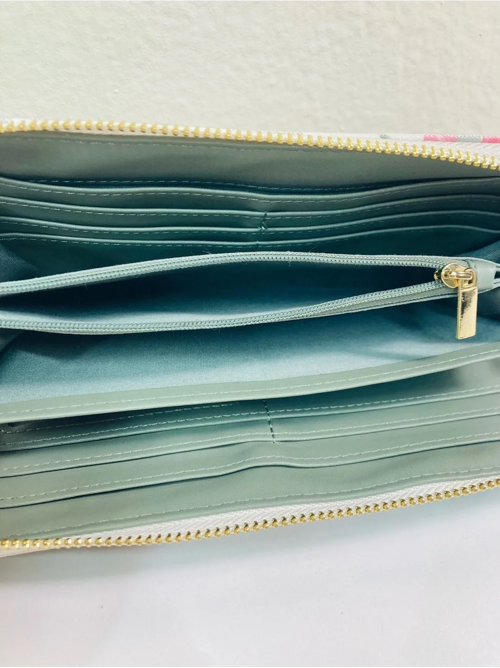 LIKE NEW Nanette Lepore Floral Zip-Around Wallet Wristlet - Pink & Green